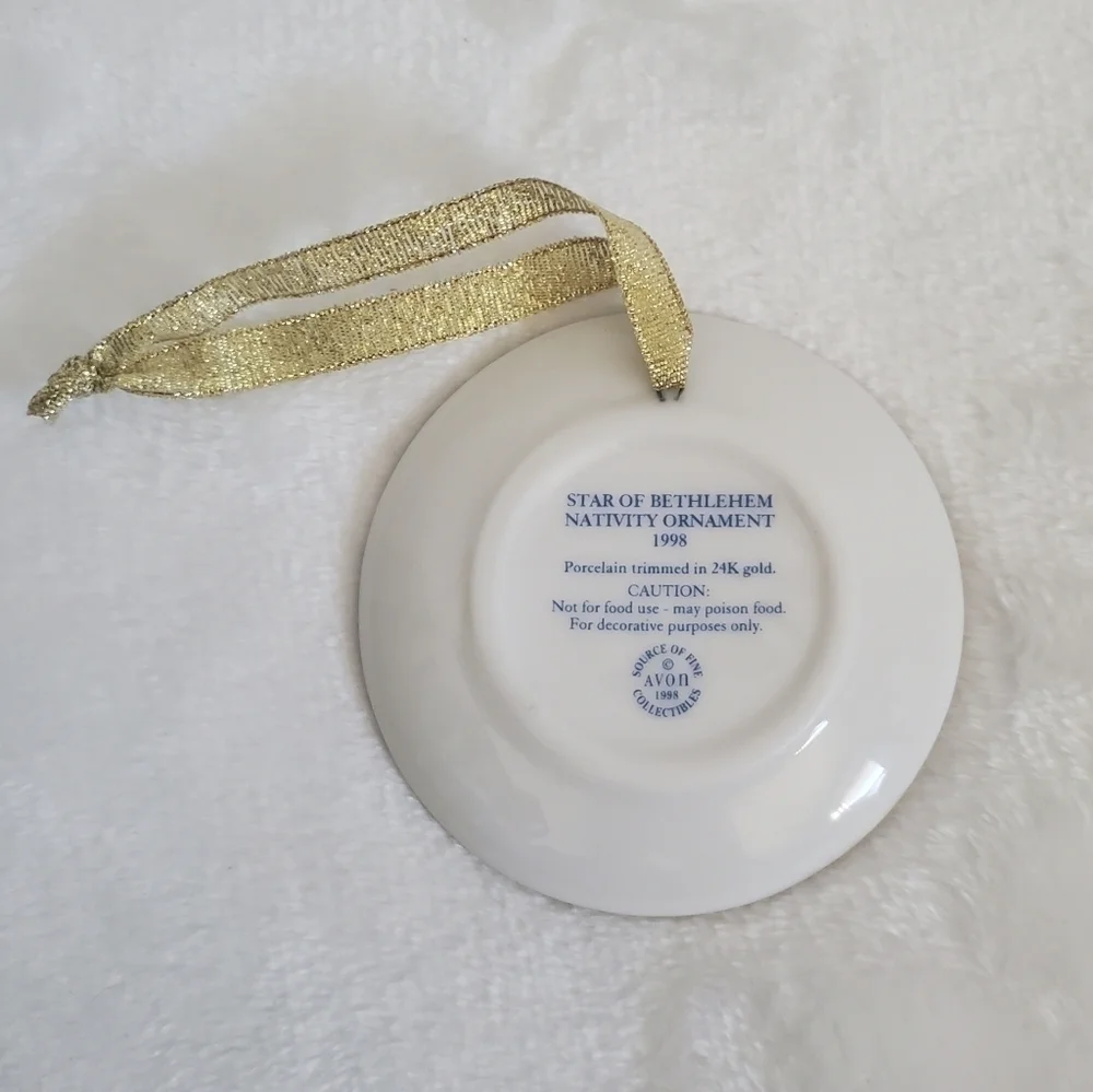 NEW Avon 1998 Porcelain Star of Bethlehem Nativity Ornament 24K Gold Trim